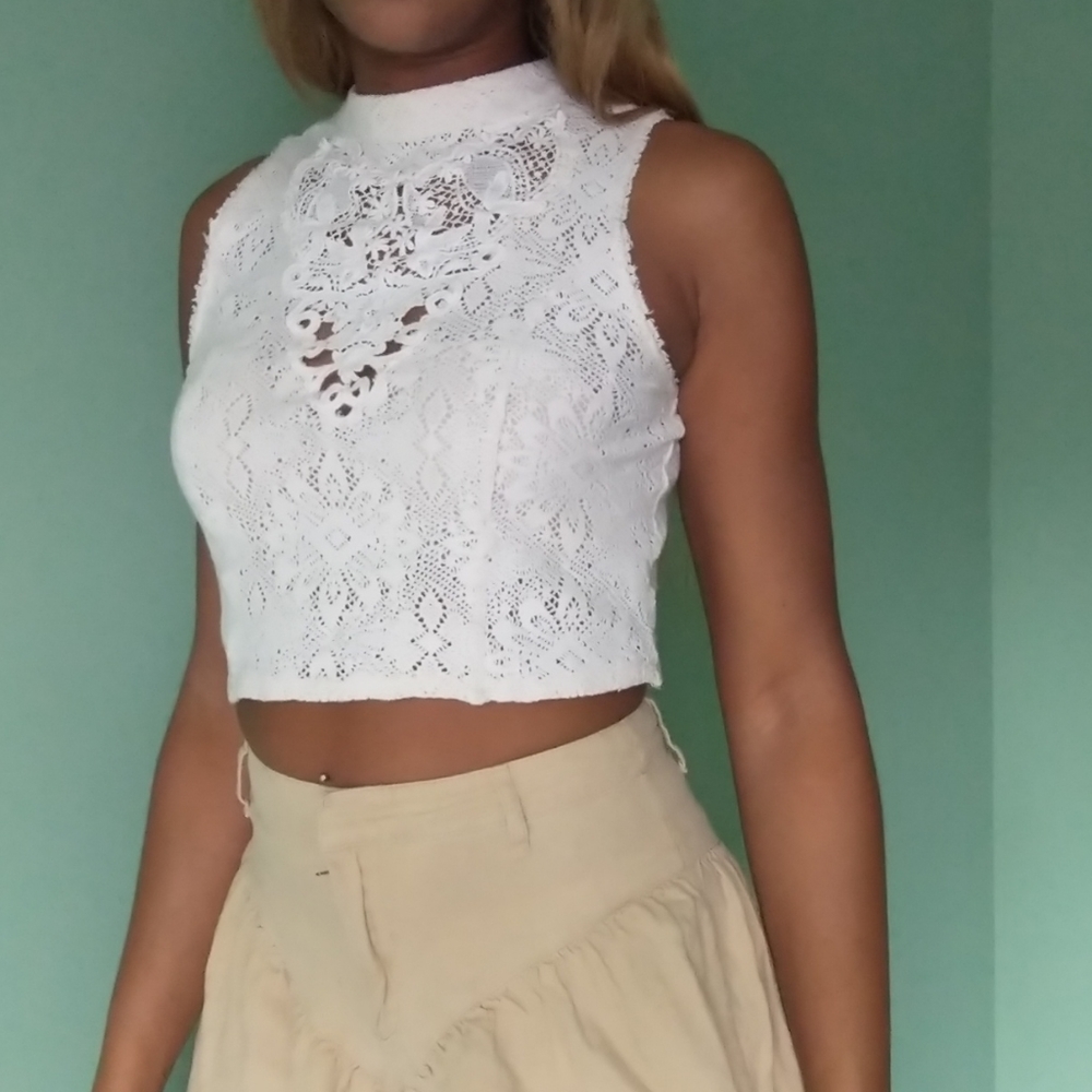 Women's Free people cream lace crop top - Picture 3 of 9